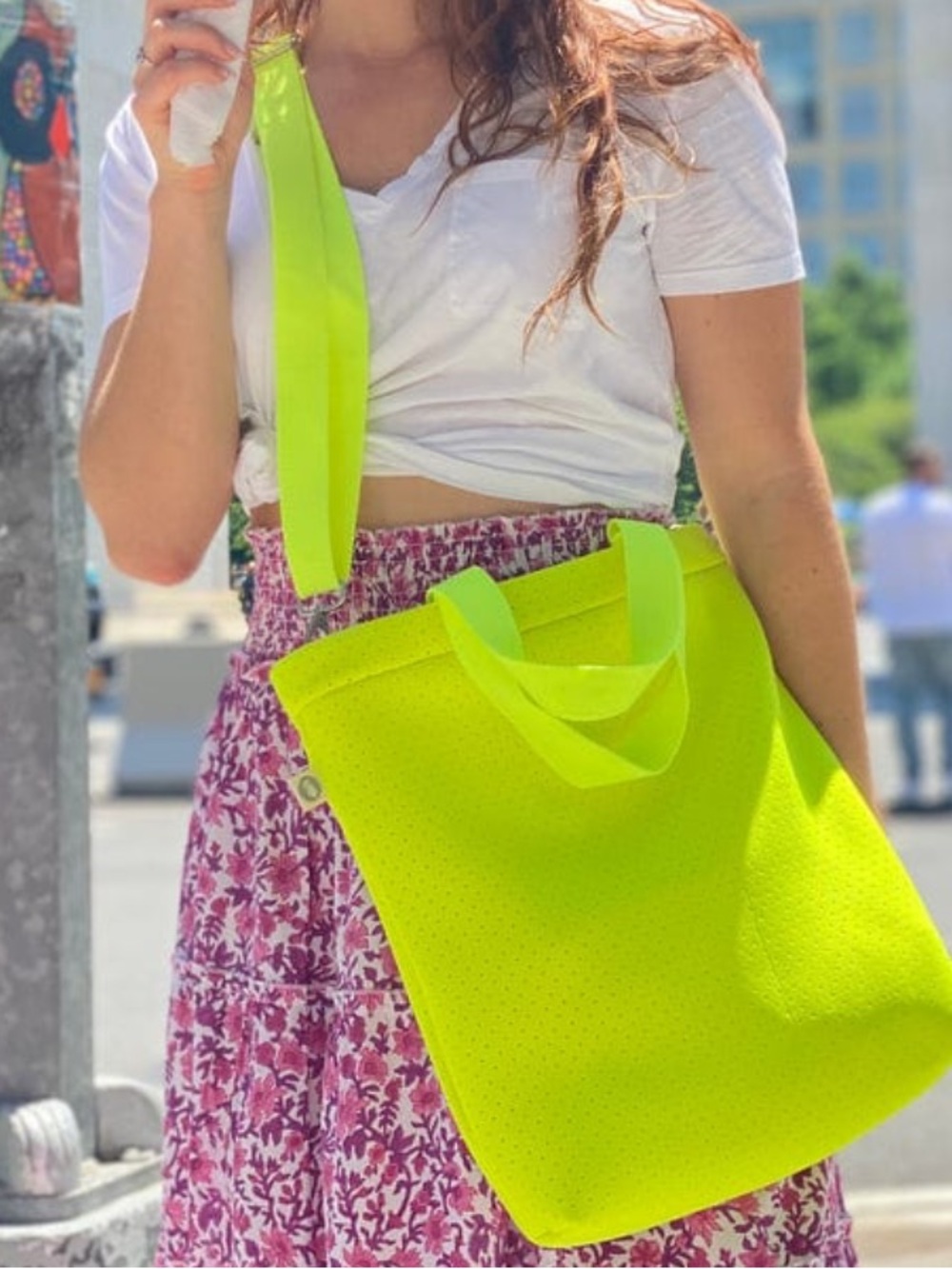 Neon Lime Everyday Tote with Matching Wristlet